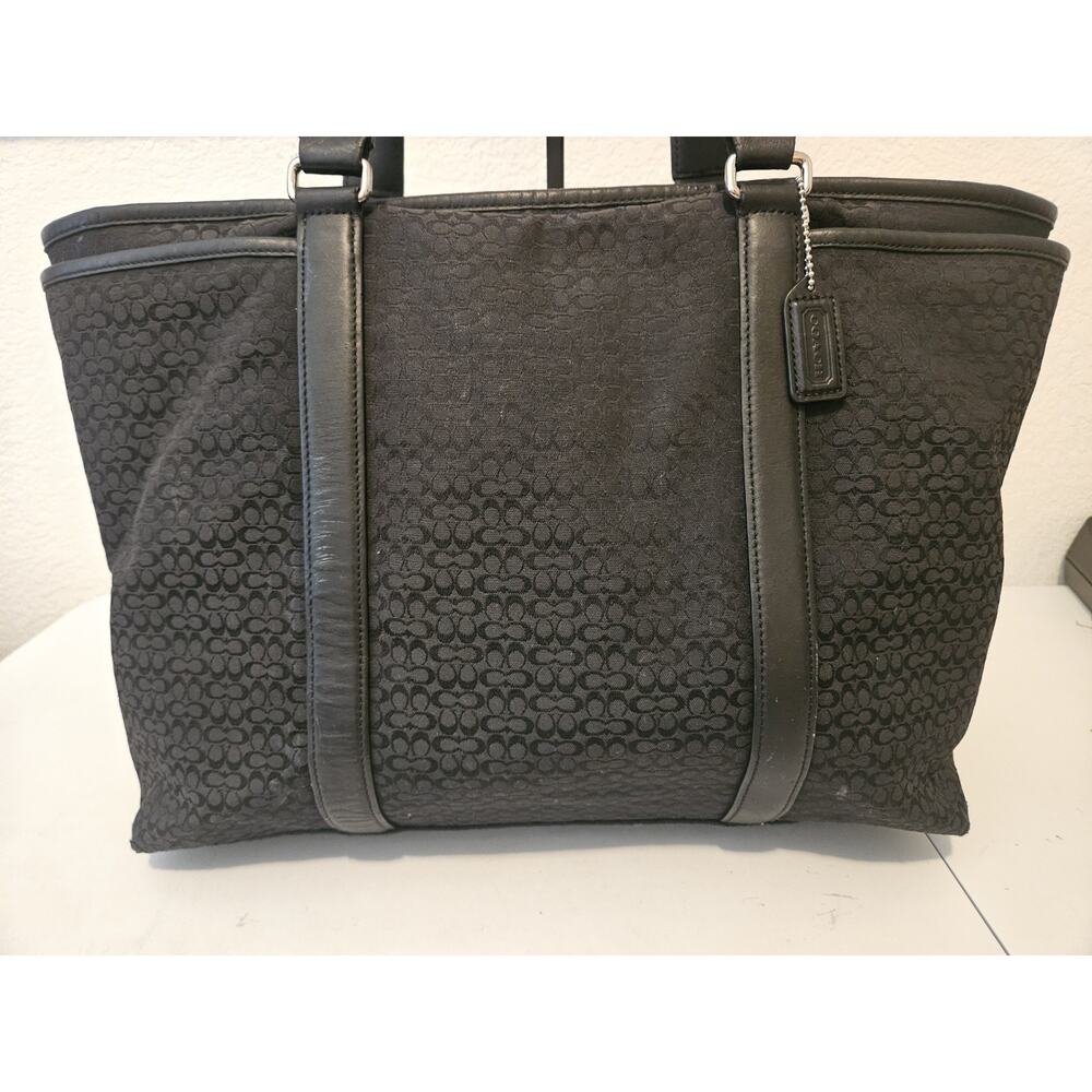 Coach F77014 Vintage Large Signature C Canvas Leather Trim Tote Bag 16x12 *read - Picture 3 of 16